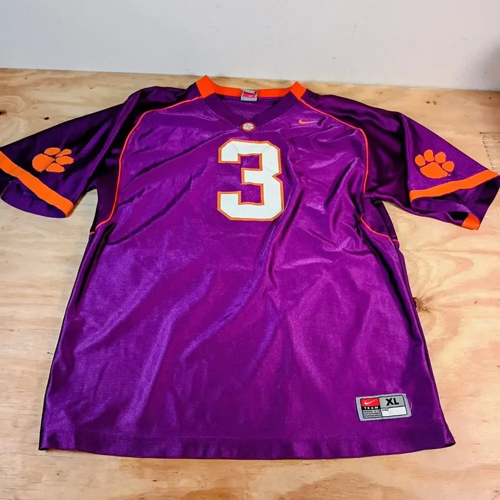 Nike Team Clemson Tigers Football Jersey Purple Orange Youth Boys Size XL 2009
